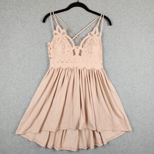 Zenana Womens XL Blush Pink Lace Cami High-Low Dress Smocked Back LT-6345AB